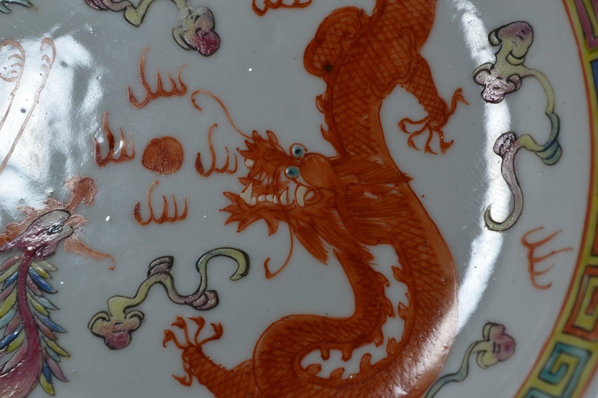 Porcelain Dishes Decorated With Dragons And Phoenixes Guanxu Brand. China Late Qing.-photo-4