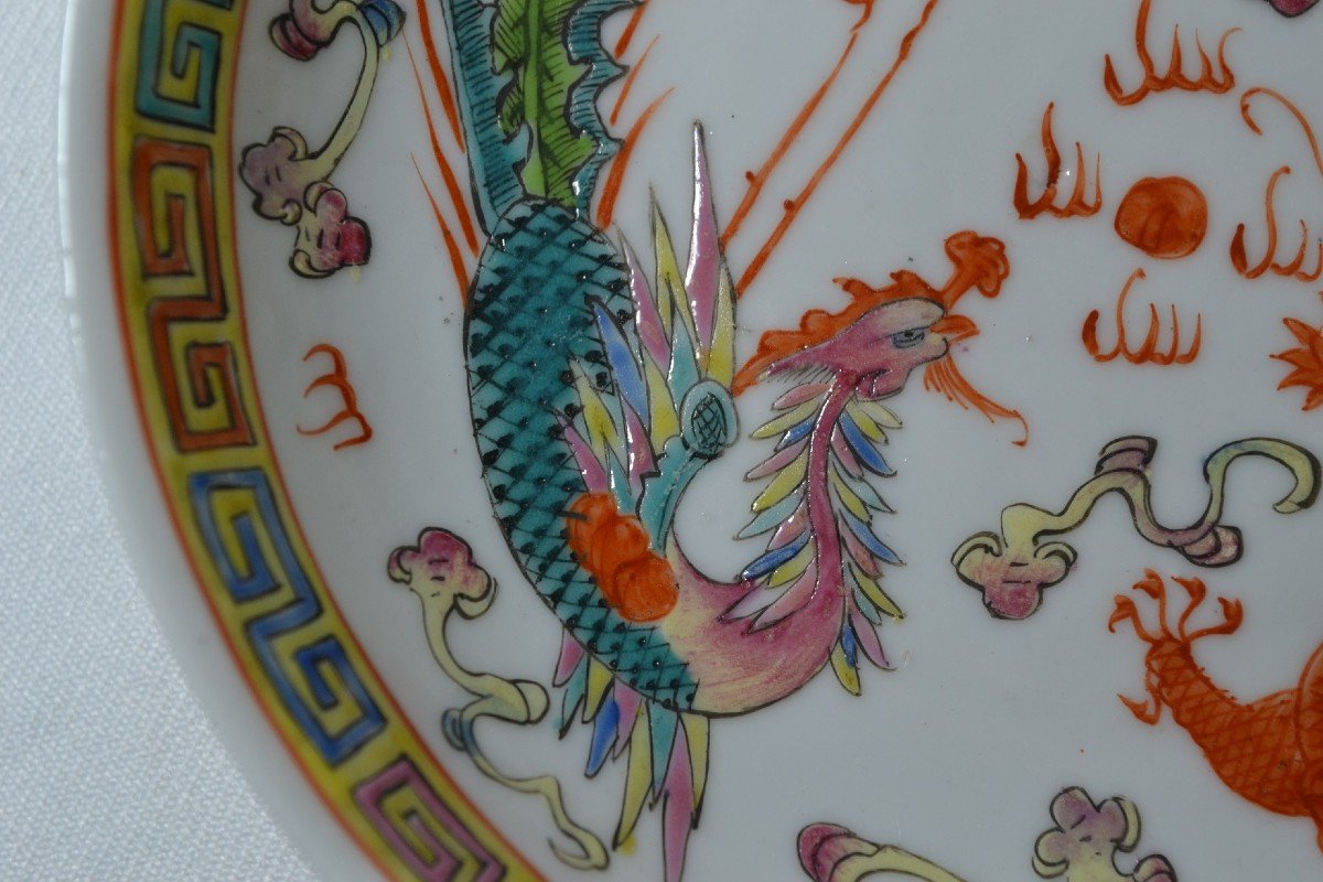 Porcelain Dishes Decorated With Dragons And Phoenixes Guanxu Brand. China Late Qing.-photo-4