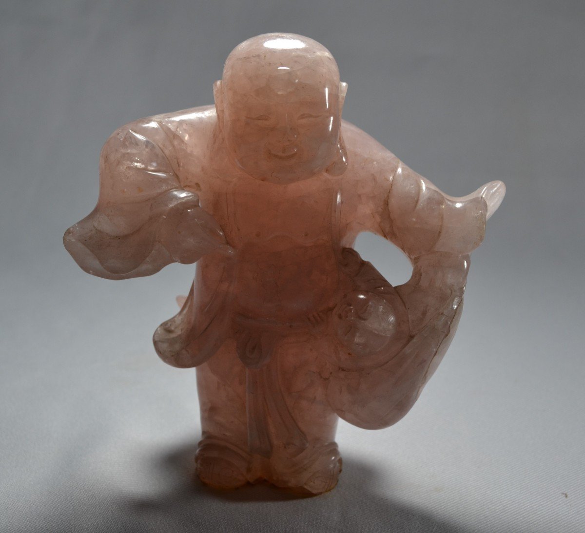 Budai In Pink Rock Crystal. China, Qing Period.-photo-4