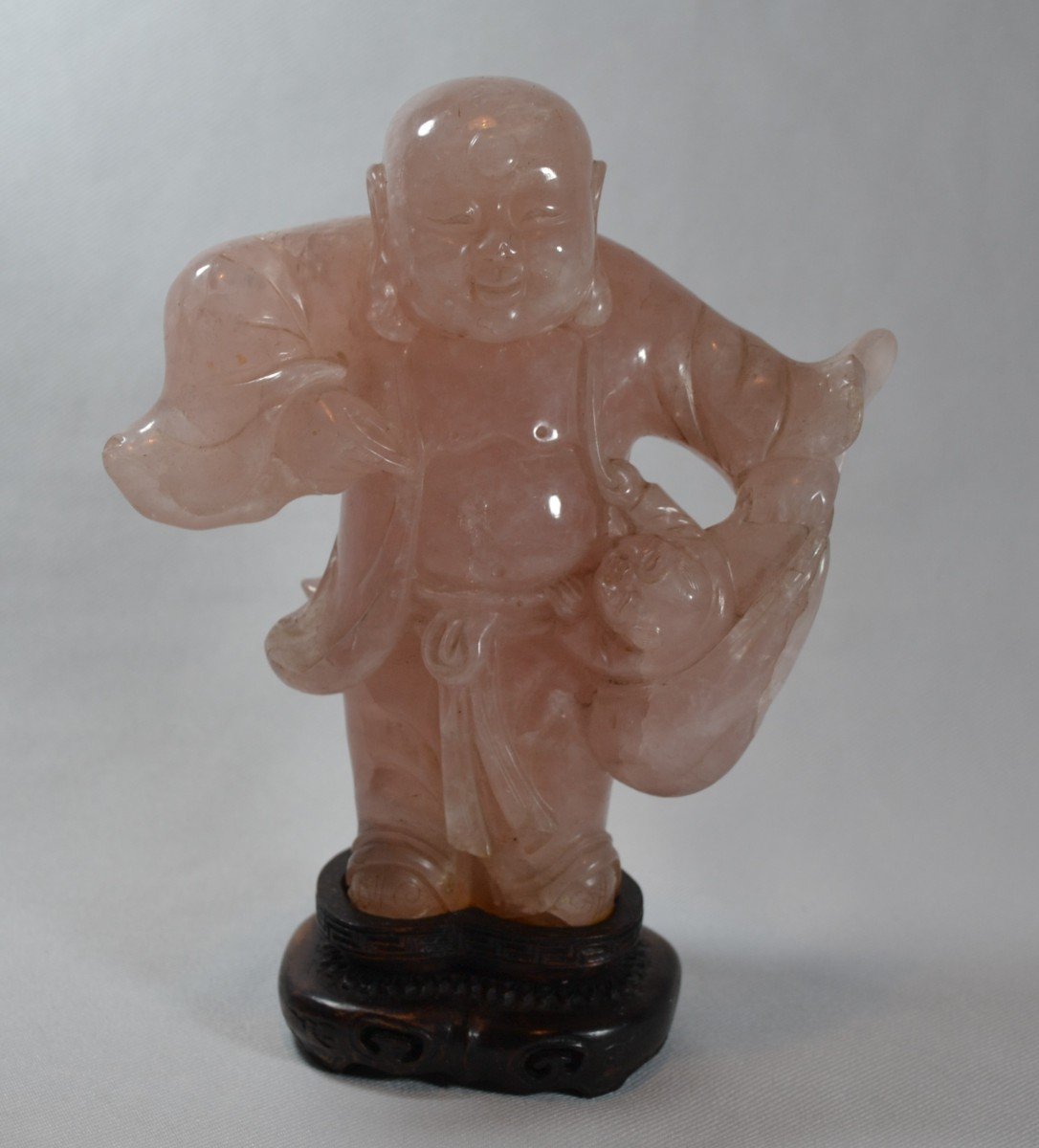Budai In Pink Rock Crystal. China, Qing Period.-photo-7