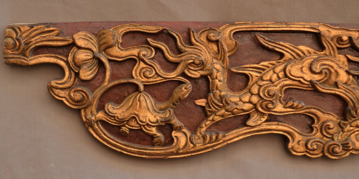 Pair Of Lacquered Wood Panels. Vietnam, 19th Century.-photo-2