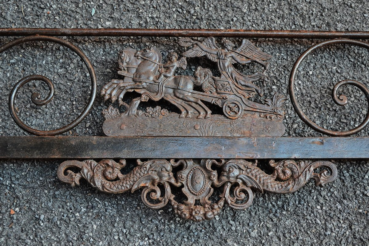 Wrought And Riveted Iron Bed. Decorated With Chariots And Deities. 19th Century. -photo-3