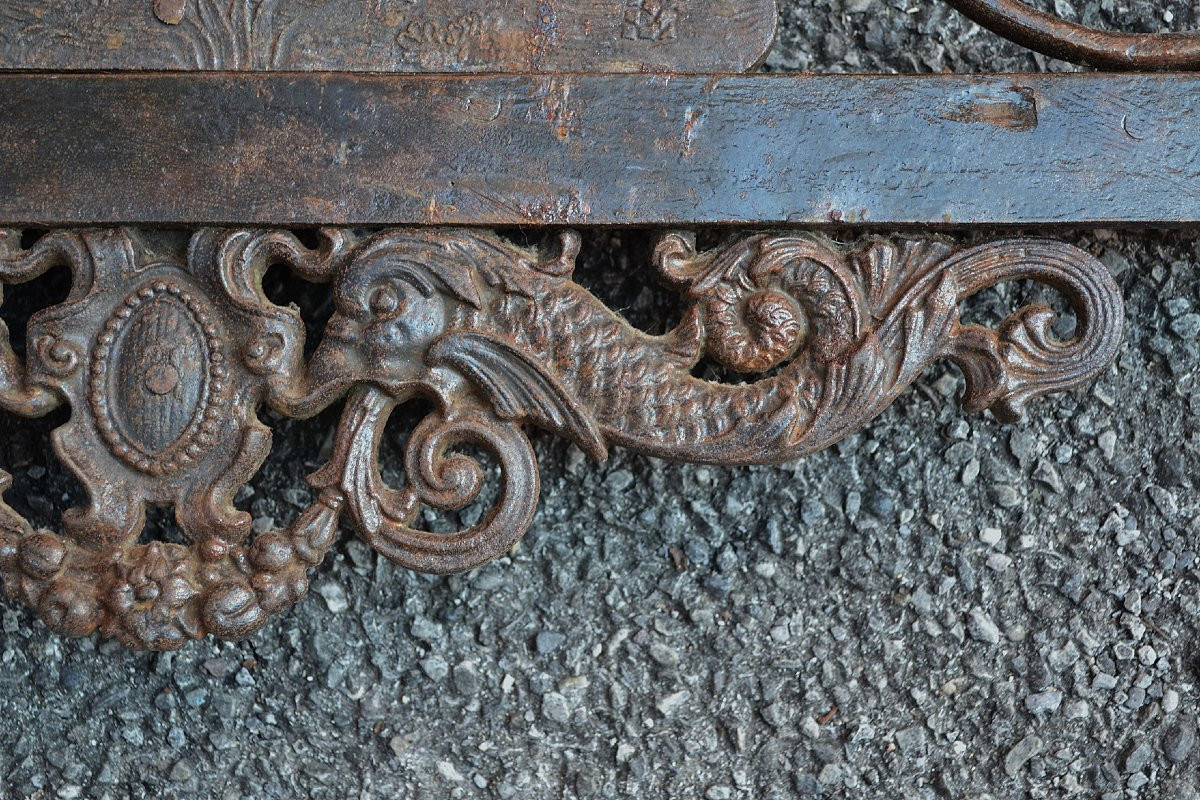 Wrought And Riveted Iron Bed. Decorated With Chariots And Deities. 19th Century. -photo-4