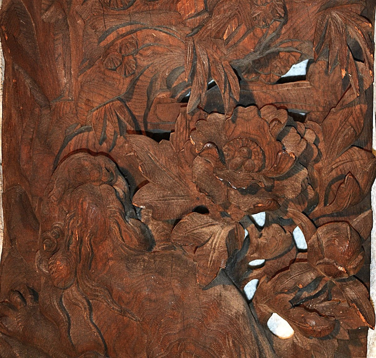 Paire De Panneaux En Bois Sculpté De Lions.période Edo -1603-1868).-photo-7