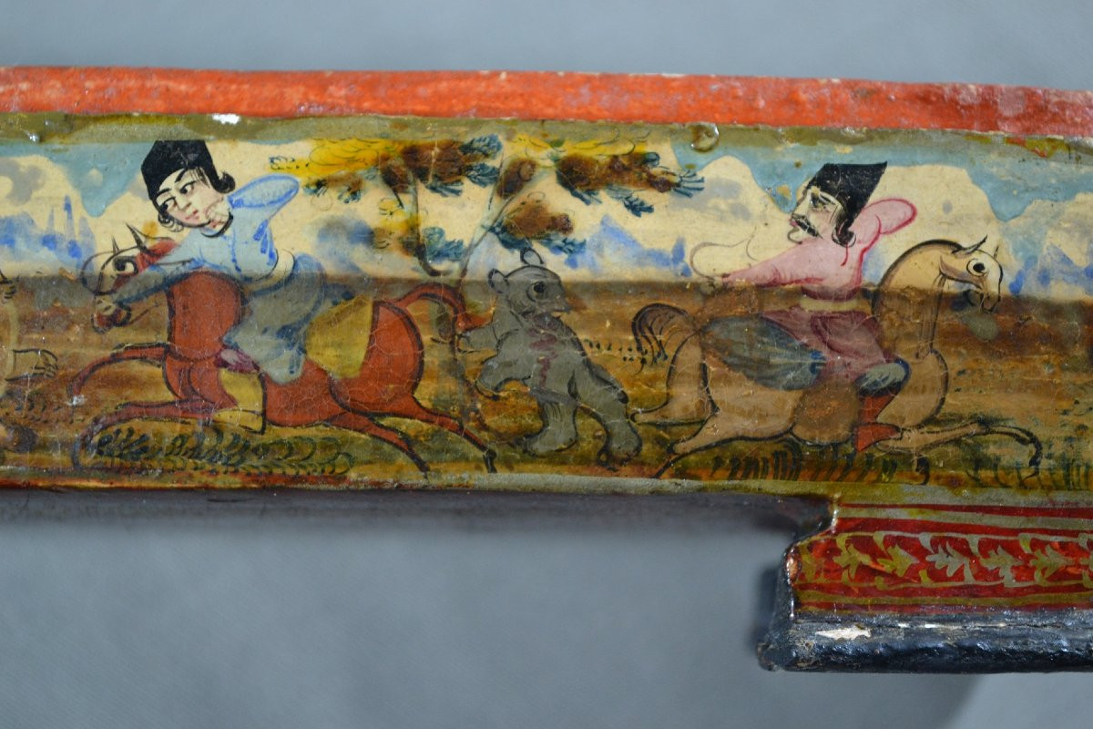 Lacquered Box On Boiled Cardboard. Persian 19th Century. Qajar Dynasty. -photo-3