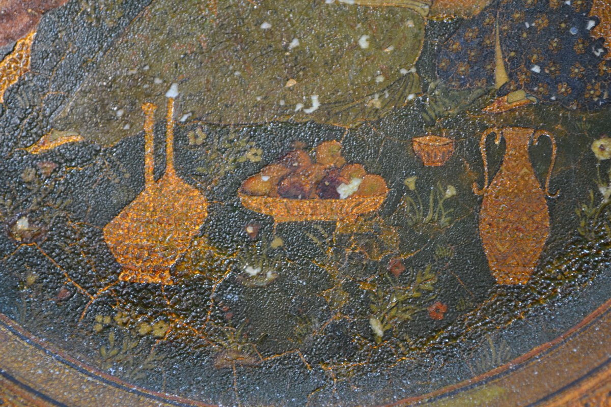 Laque Perse sur céramique Anglaise. Epoque Qajar-Victoria 19°siècle.-photo-3