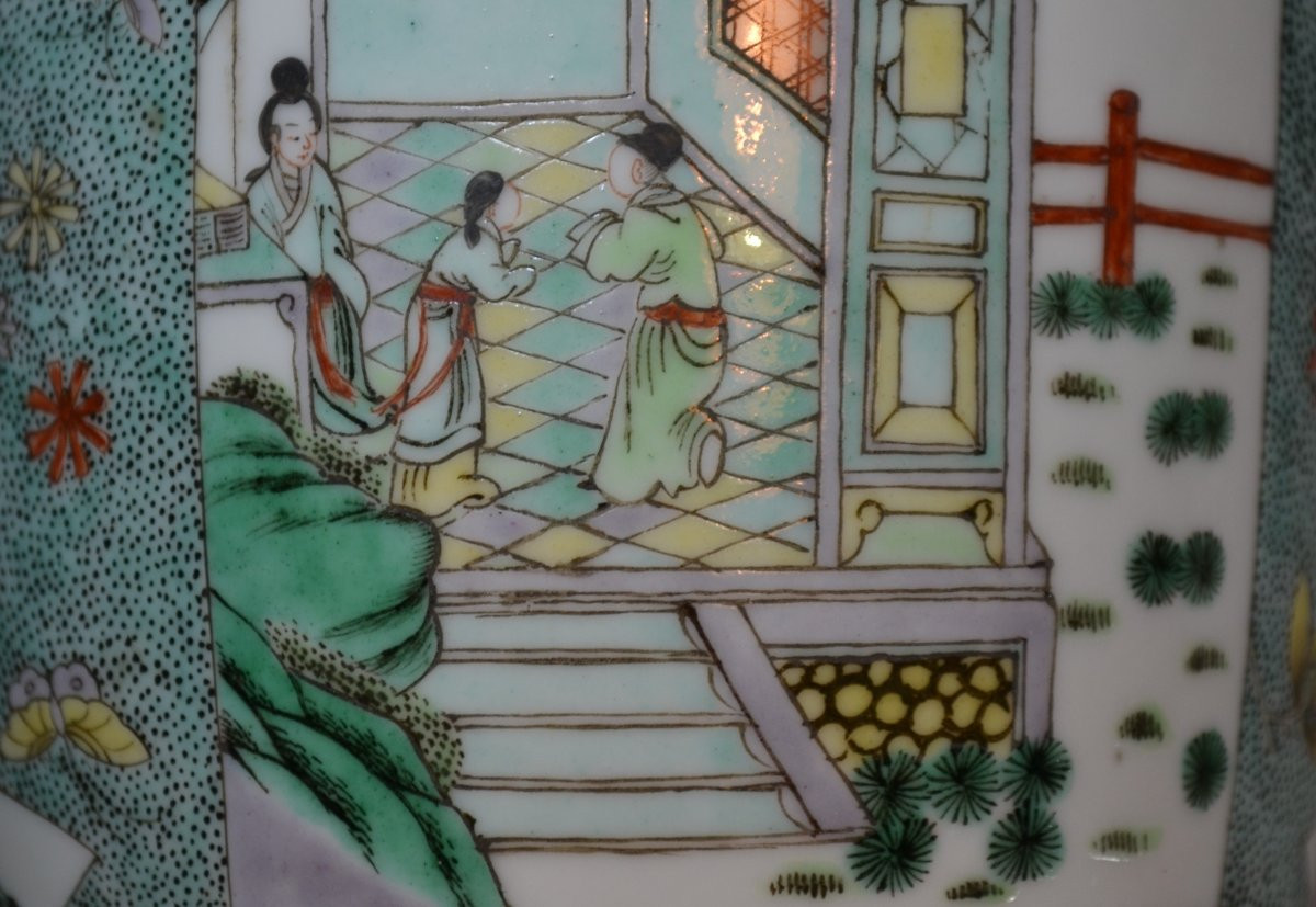 Enameled Porcelain Vase In The "famille Verte" Style From The Kangxi Period.-photo-1
