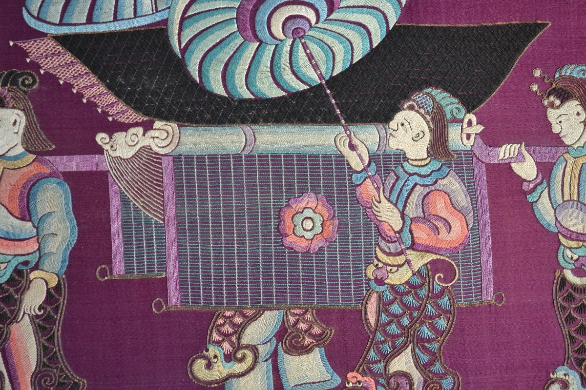 Broderie de soie.Dynastie Qing.Chine 19° siècle.-photo-7