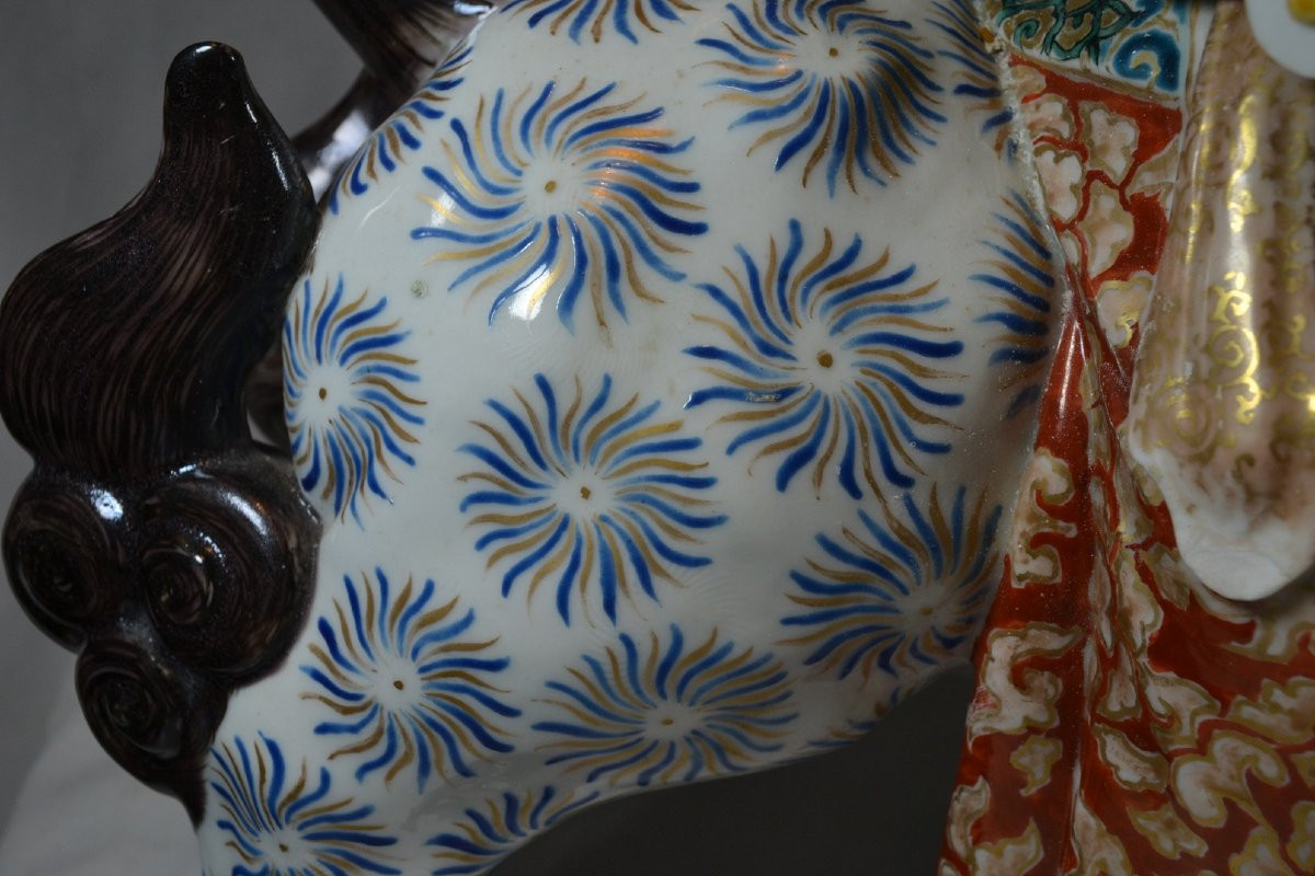 Boddhisatva Monju In Kyushu Porcelain. Japan End Of The 19th Century.-photo-3