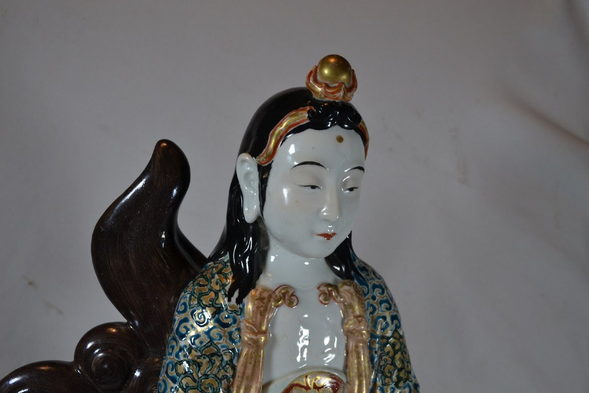 Boddhisatva Monju In Kyushu Porcelain. Japan End Of The 19th Century.-photo-2