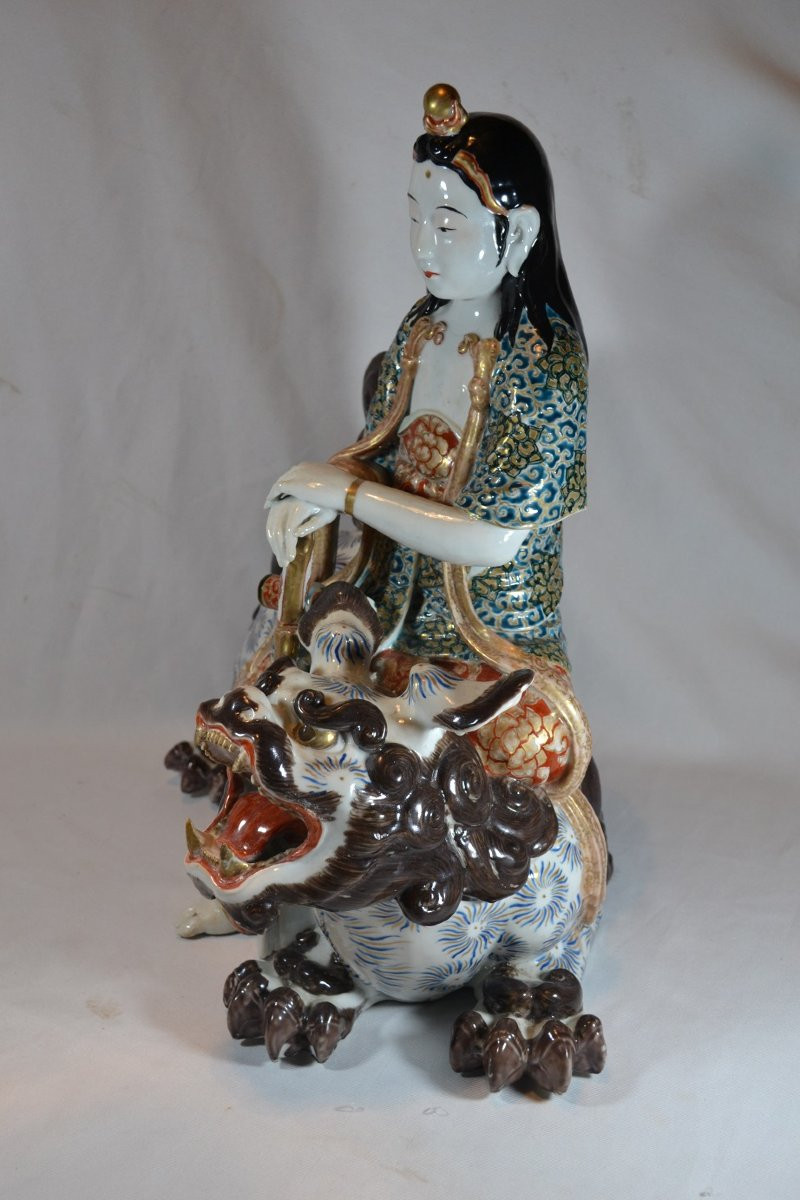 Boddhisatva Monju In Kyushu Porcelain. Japan End Of The 19th Century.-photo-7