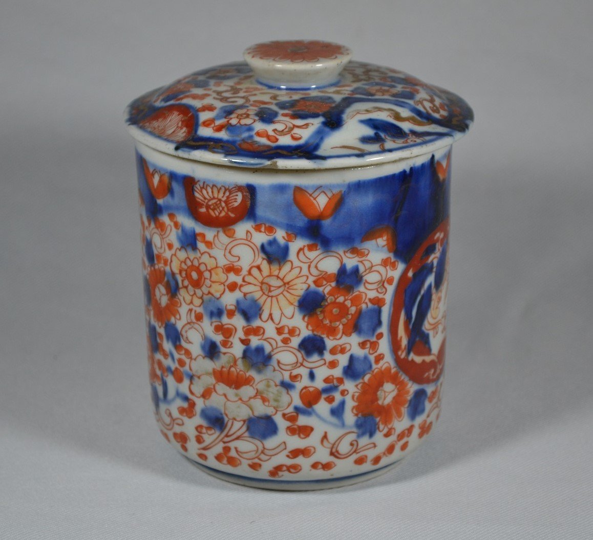 Set Of 3 "imari" Porcelain Pots. Arita Japan, Early 18th Century.-photo-3