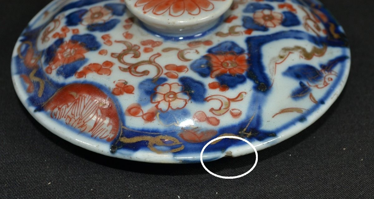 Set Of 3 "imari" Porcelain Pots. Arita Japan, Early 18th Century.-photo-3
