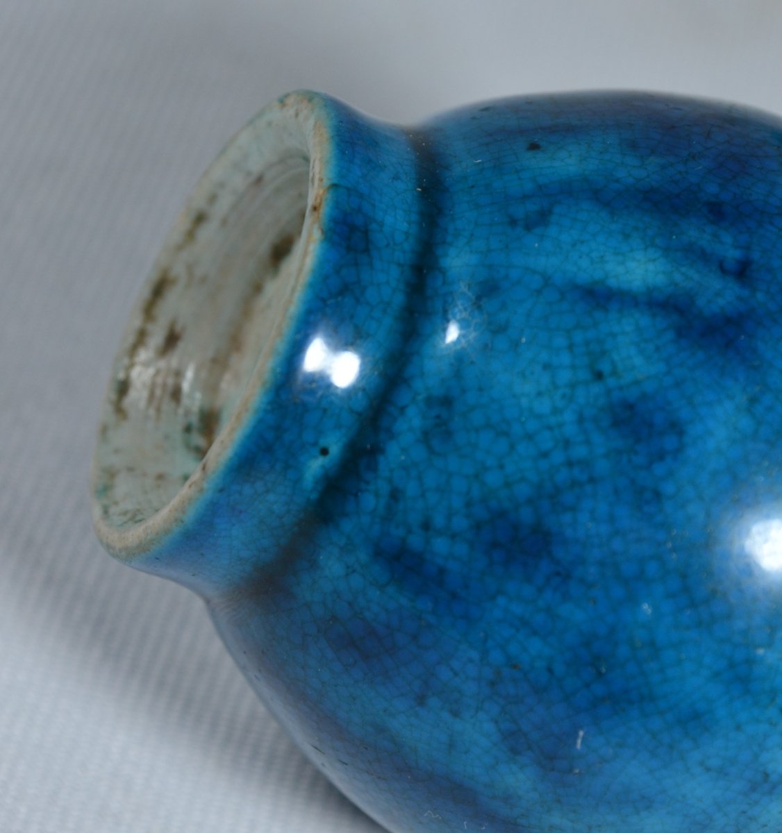 Turquoise Blue Porcelain Gourd Vase. China, 17th Century.-photo-3