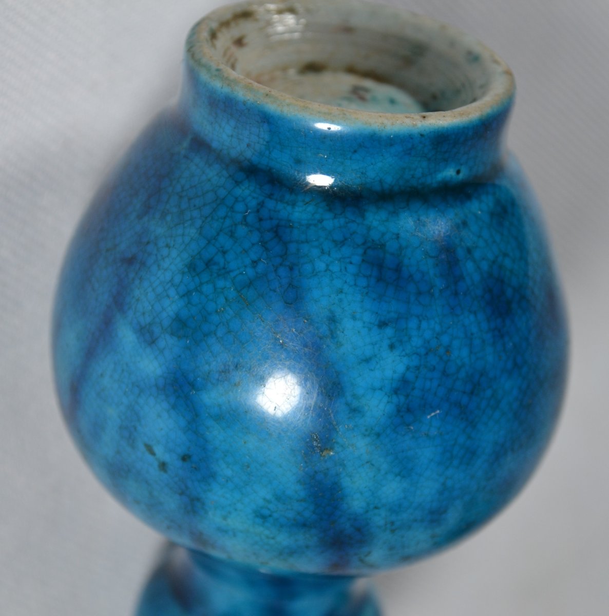 Turquoise Blue Porcelain Gourd Vase. China, 17th Century.-photo-4
