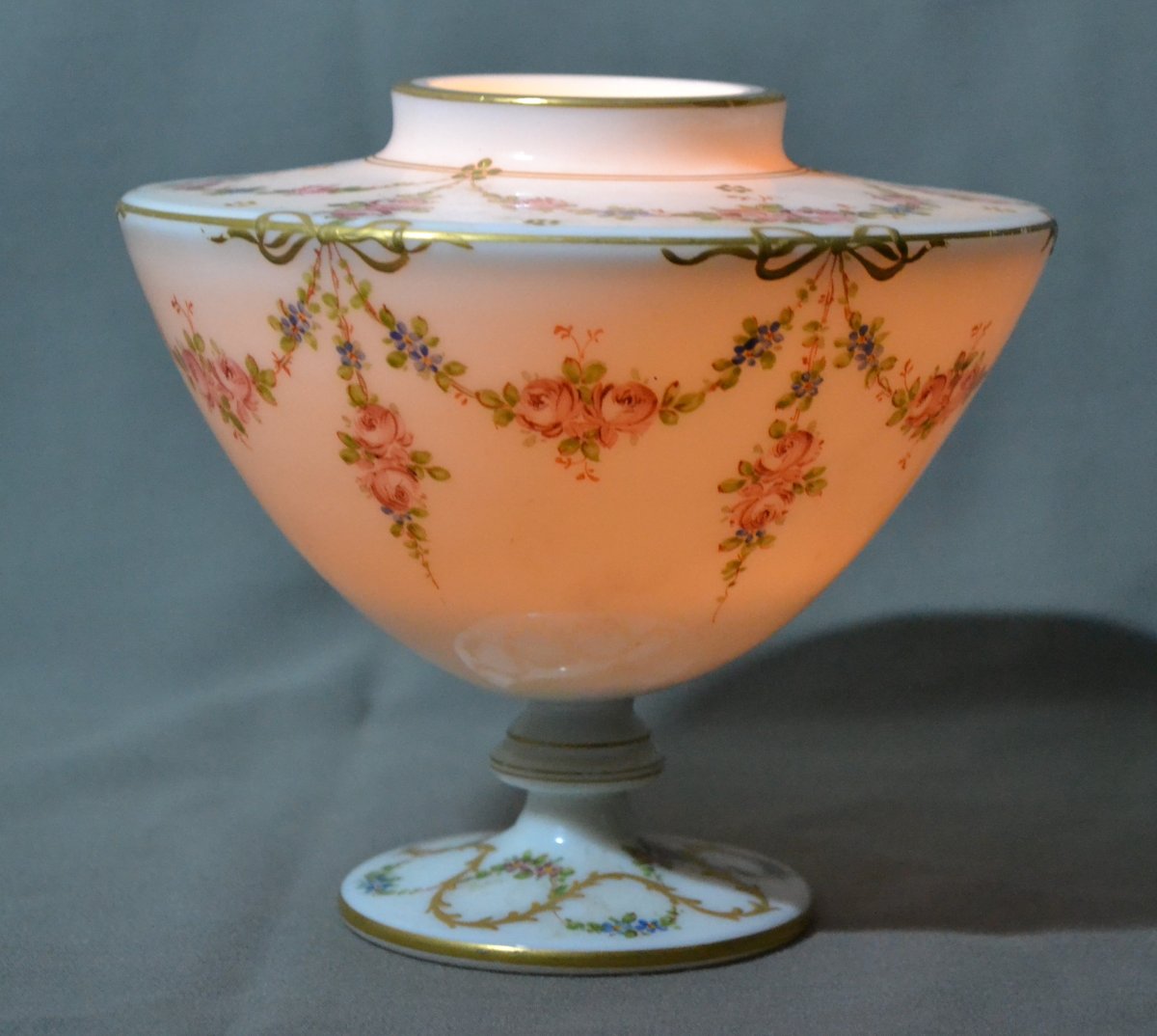Opaline Urn With Floral Decoration. France, Restoration, Early 19th Century.-photo-3