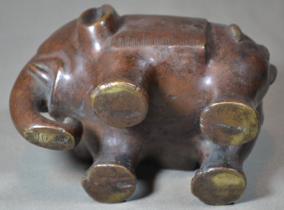 Bronze Incense Burner. Elephant Shape. China, 18th Century. Marked And Signed.gu Mei-photo-7