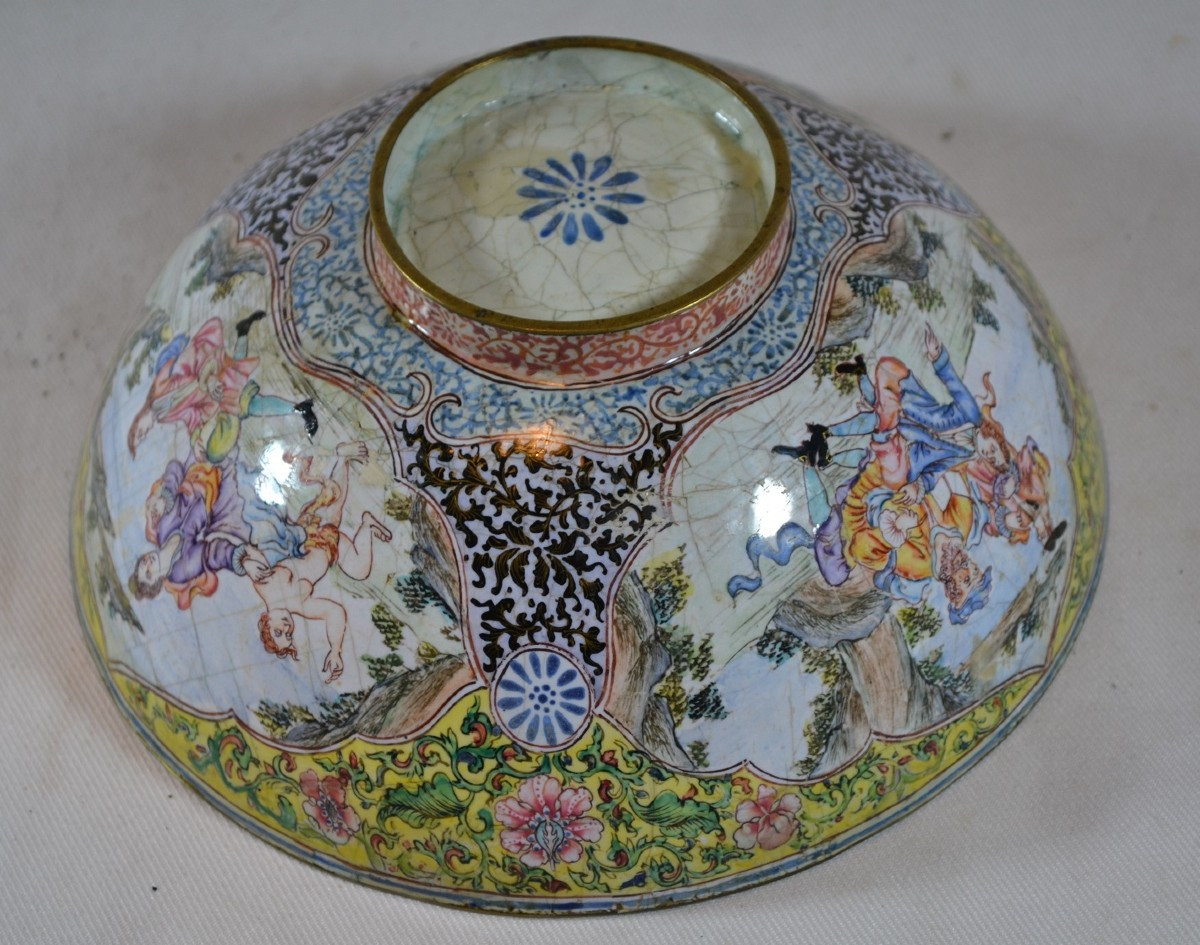 Peking Enamel Bowl. European Decoration. 18th Century China.