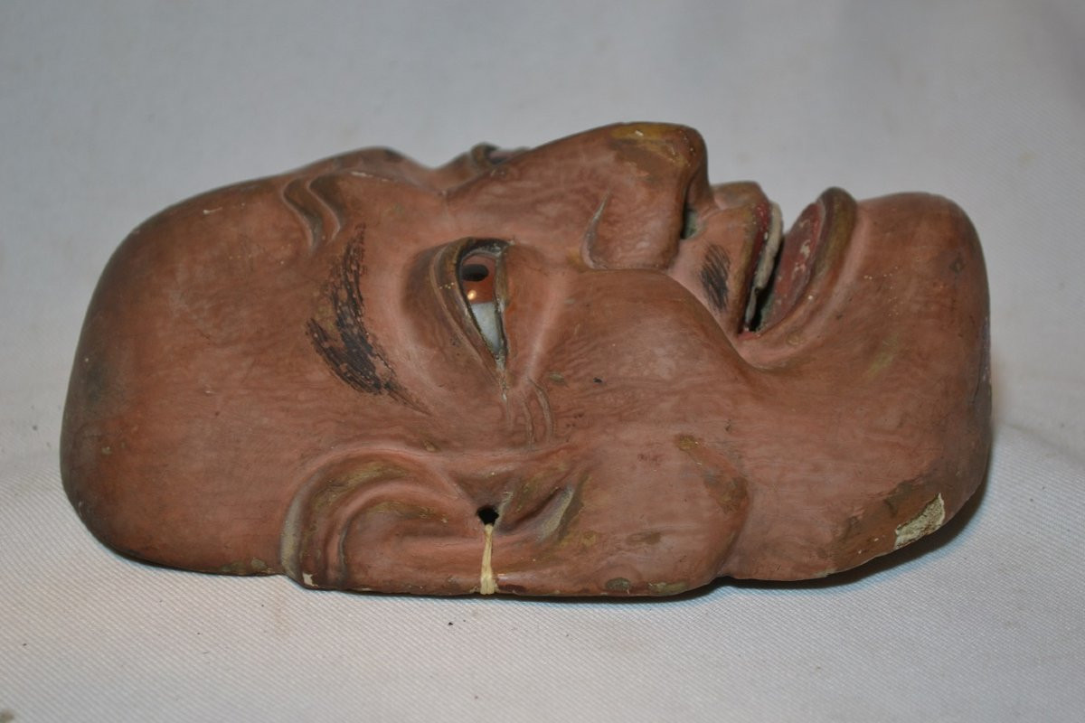 Masque en bois sculpté.Japon 19°siècle.Période Meiji -photo-2