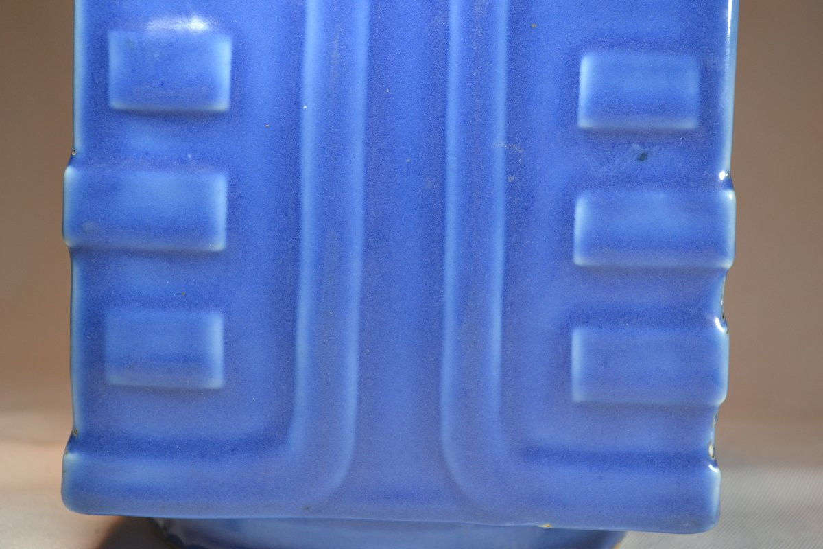 Vase en porcelaine émaillé Bleu.Règne de Qianlong.Chine 18°siècle. -photo-4