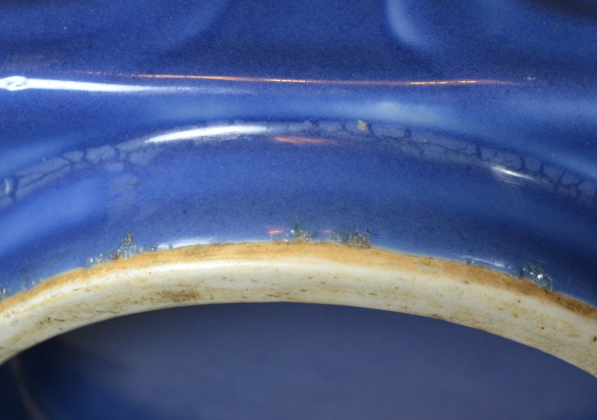Vase en porcelaine émaillé Bleu.Règne de Qianlong.Chine 18°siècle. -photo-2