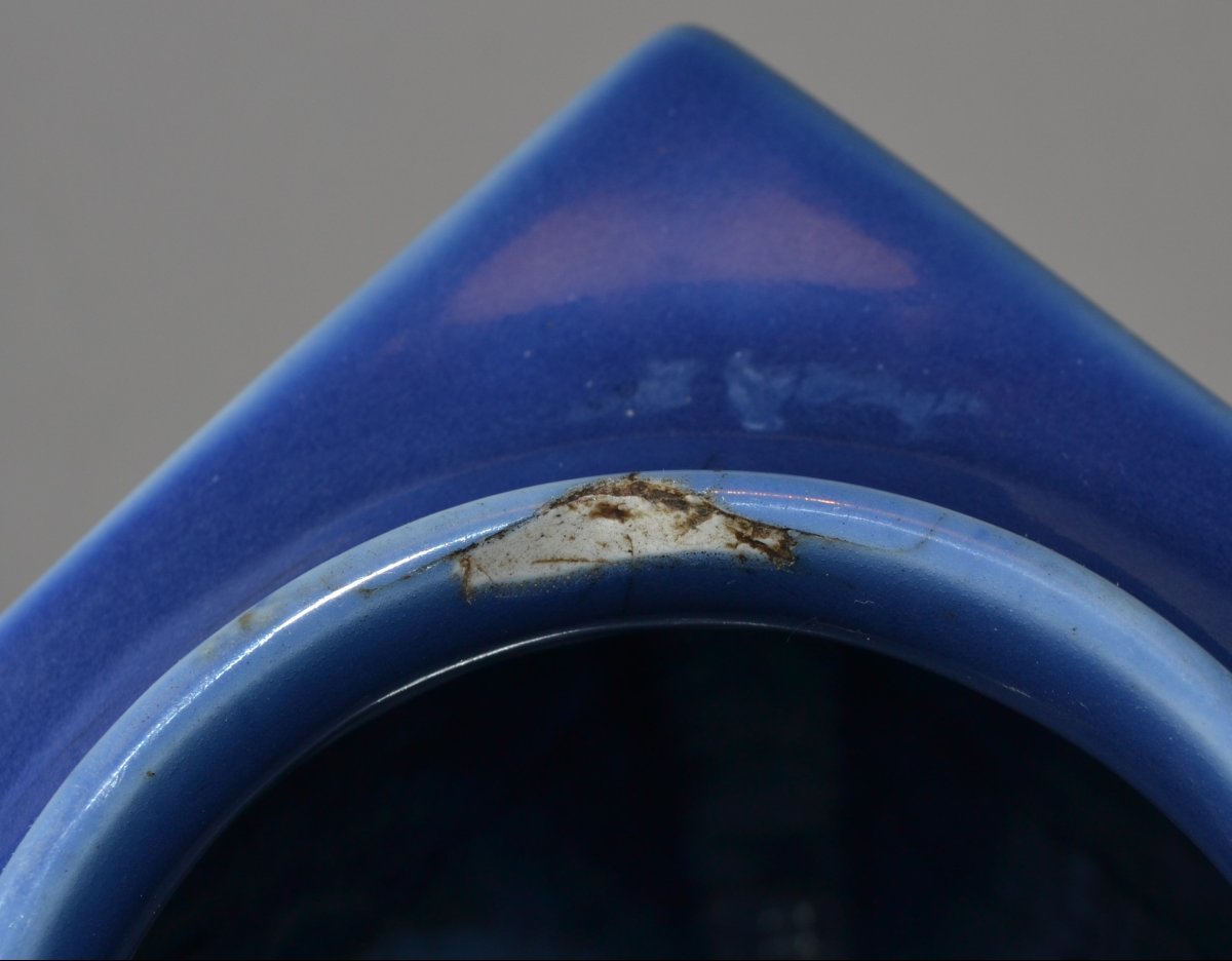 Vase en porcelaine émaillé Bleu.Règne de Qianlong.Chine 18°siècle. -photo-7