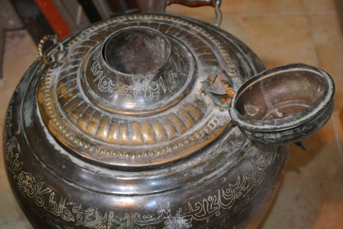 Samovar en cuivre ciselé.Empire Ottoman 19° siècle. -photo-4