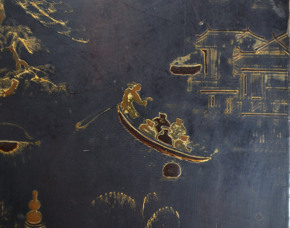 Two Chinese Lacquer Panels. 17th Century. Kangxi Period. -photo-2