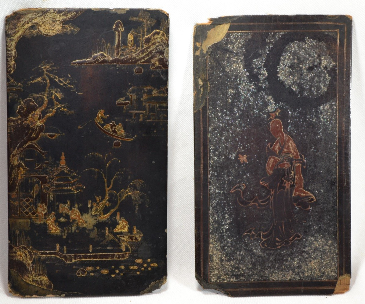 Two Chinese Lacquer Panels. 17th Century. Kangxi Period. 
