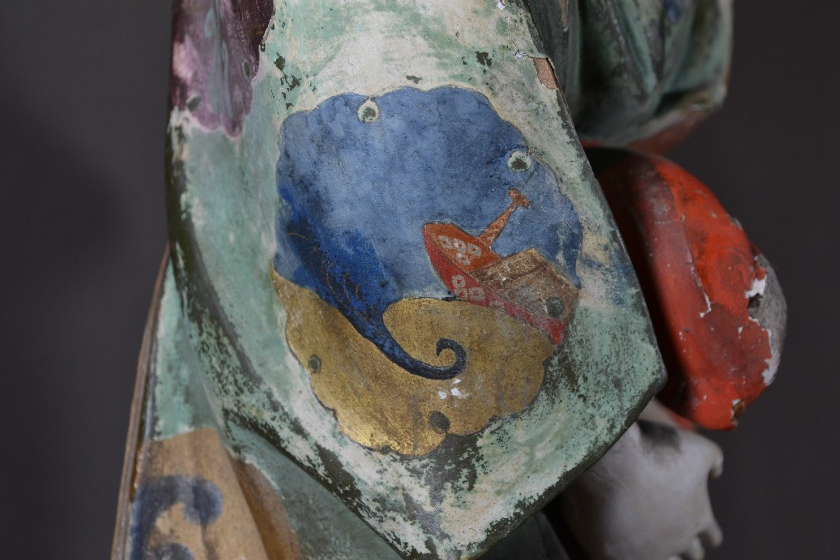 Wooden Statue Depicting A Noh Actor. Japan, 17th Century. -photo-6