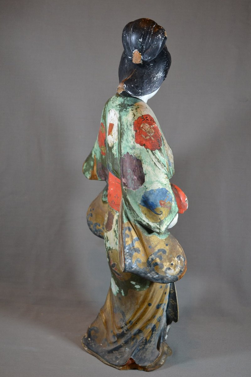 Wooden Statue Depicting A Noh Actor. Japan, 17th Century. -photo-8