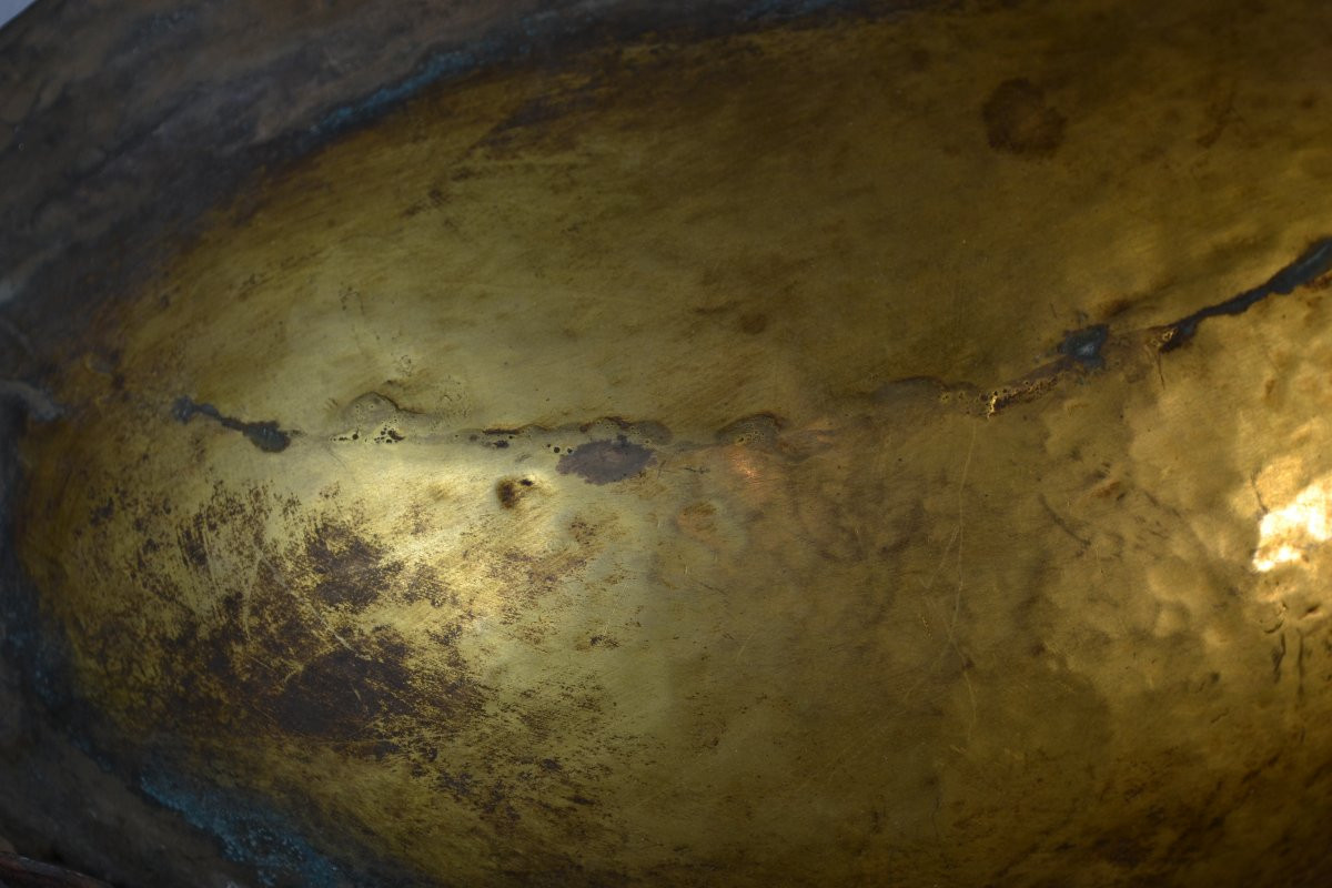 Masque de Yamantaka (Vajrabhairava) en cuivre repoussé et doré. Tibet ou Népal 19° siècle. -photo-7