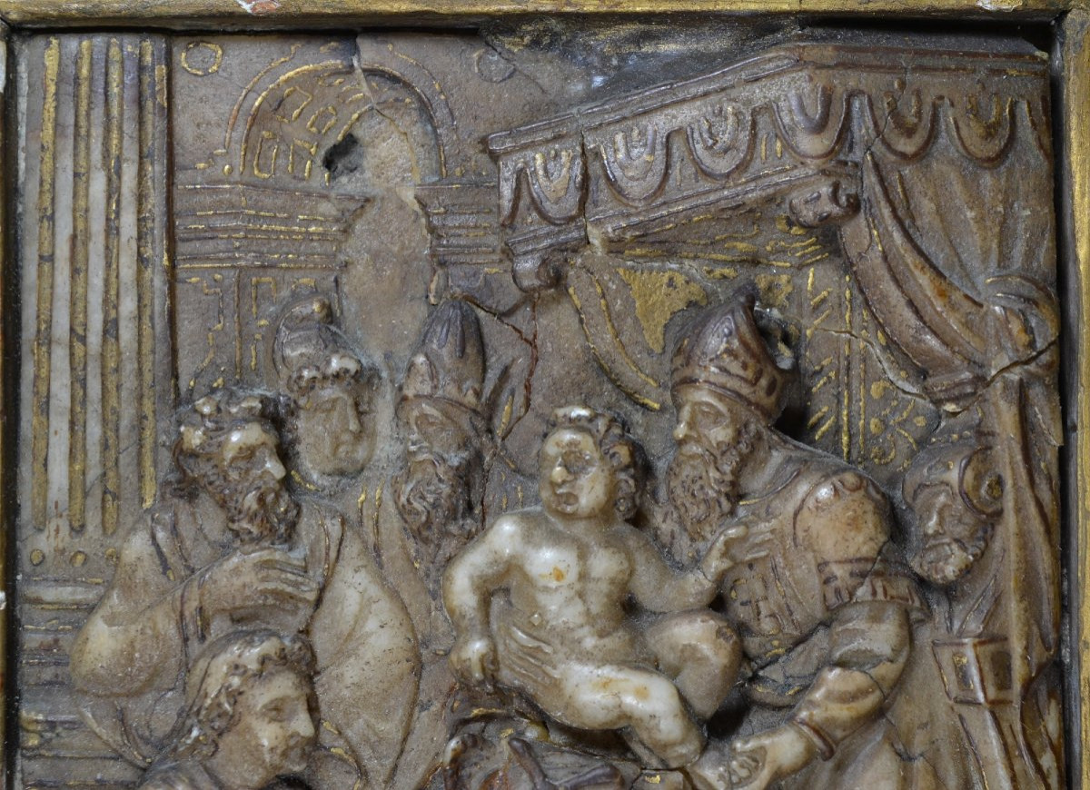 Plaque en albâtre. Circoncision du Christ. Flandres 16°siècle. -photo-6
