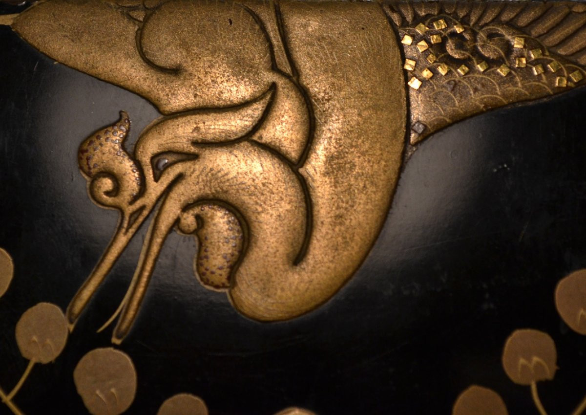 Boite en laque décorée de Phoenix. Japon Meiji-Taisho. -photo-3