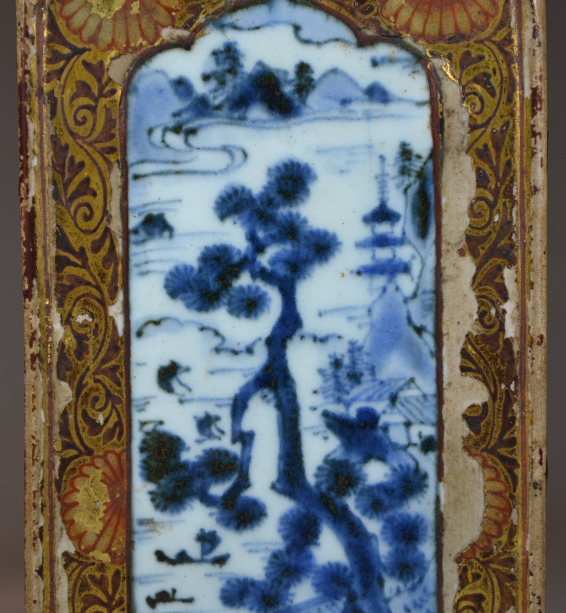 Tokkuri en porcelaine, décor en bleu sous couverte. Partiellement laqué. Japon fin 17°siècle-photo-2