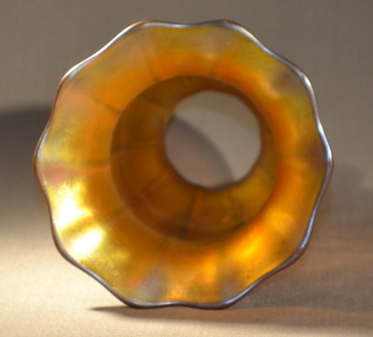 Tiffany Studios – Tulipe Favrile dorée, signée 1900-photo-2