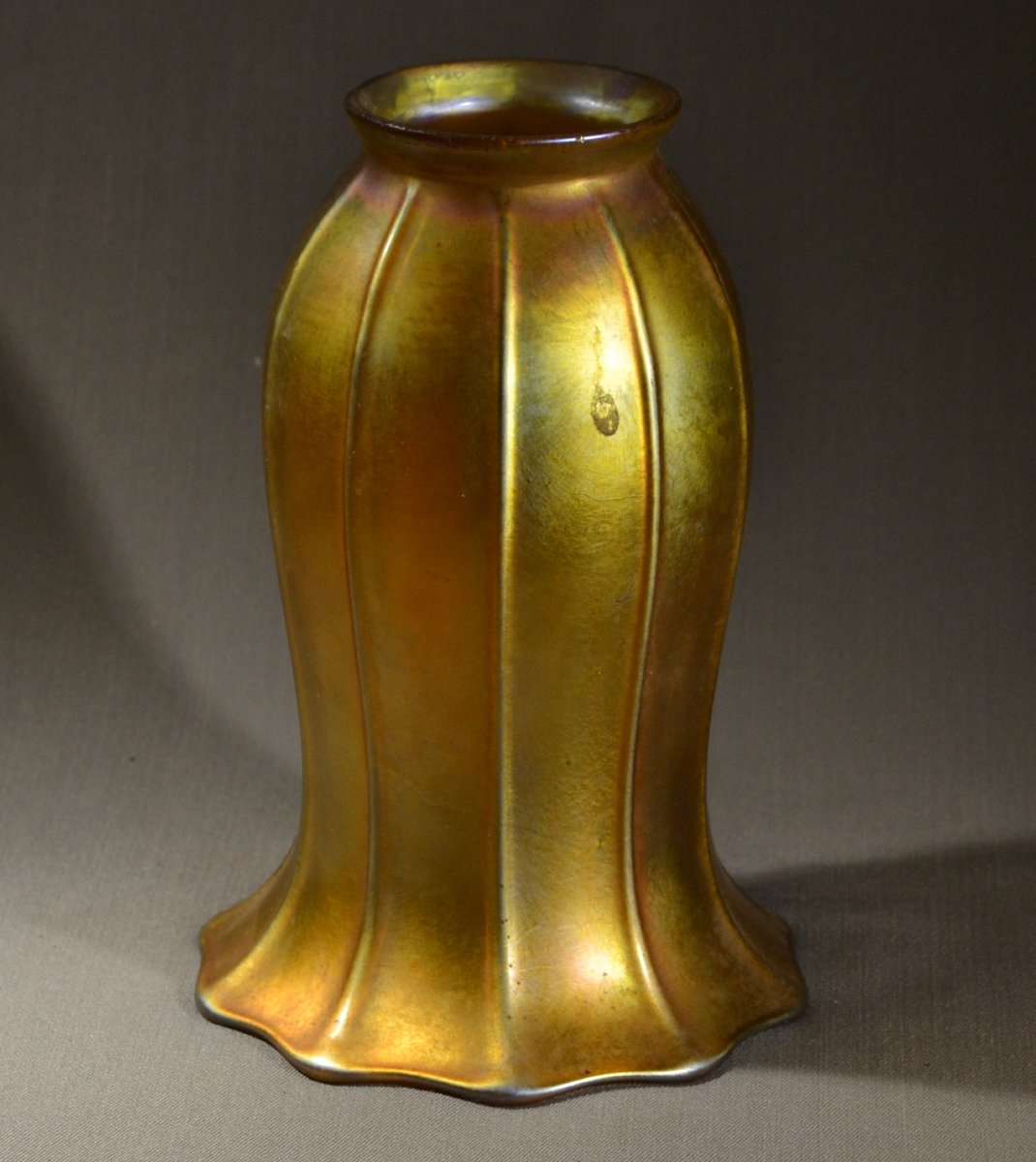 Tiffany Studios – Tulipe Favrile dorée, signée 1900-photo-2