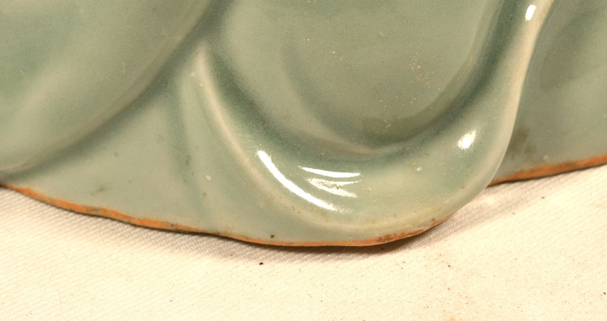 The Poet Kakinomoto In Celadon Porcelain By Kamesuke. Hyogo Region, Japan, Circa 1800.   -photo-6