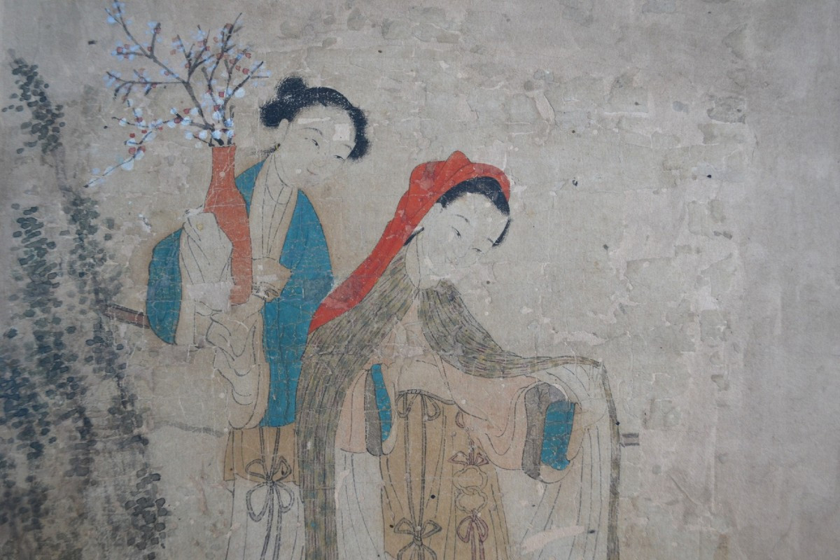 Chinese Painting On Paper. Noble Ladies With Prunus. China, Qing Period Or Earlier. -photo-4