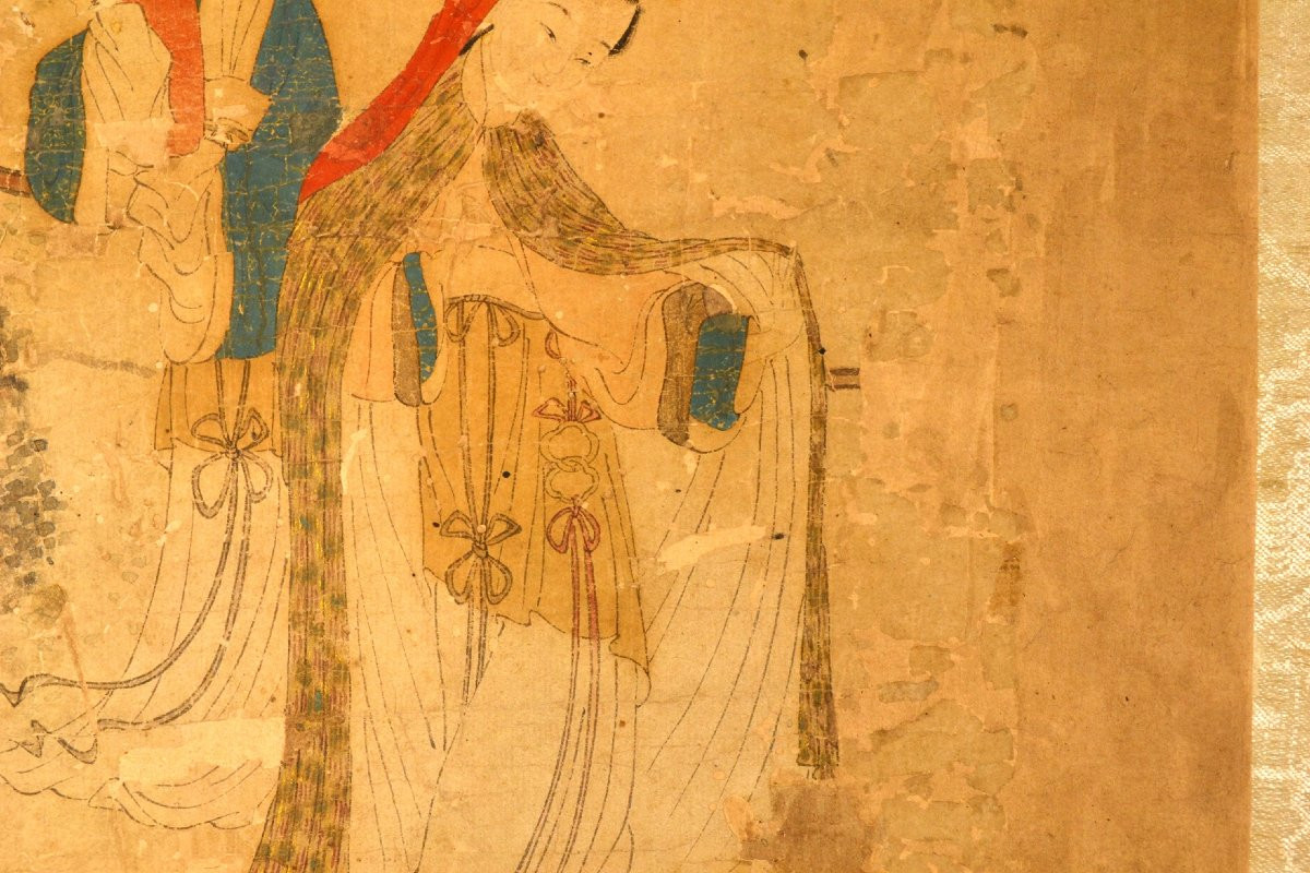 Chinese Painting On Paper. Noble Ladies With Prunus. China, Qing Period Or Earlier. -photo-3