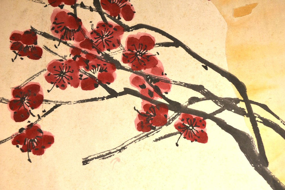 Collotype de Qi Baishi sur papier vergé. Chine période République.-photo-3