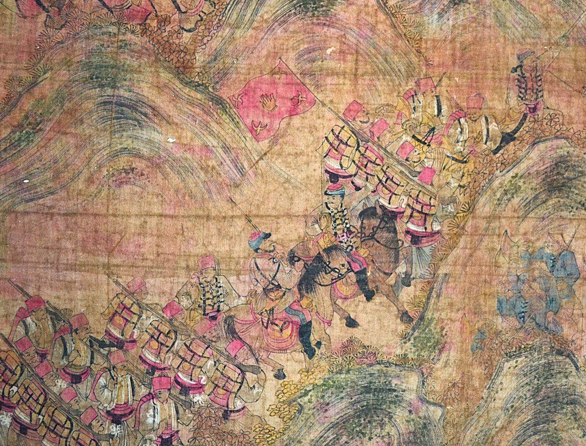  Painting On Silk. Franco-chinese War. Qing Dynasty China. -photo-4