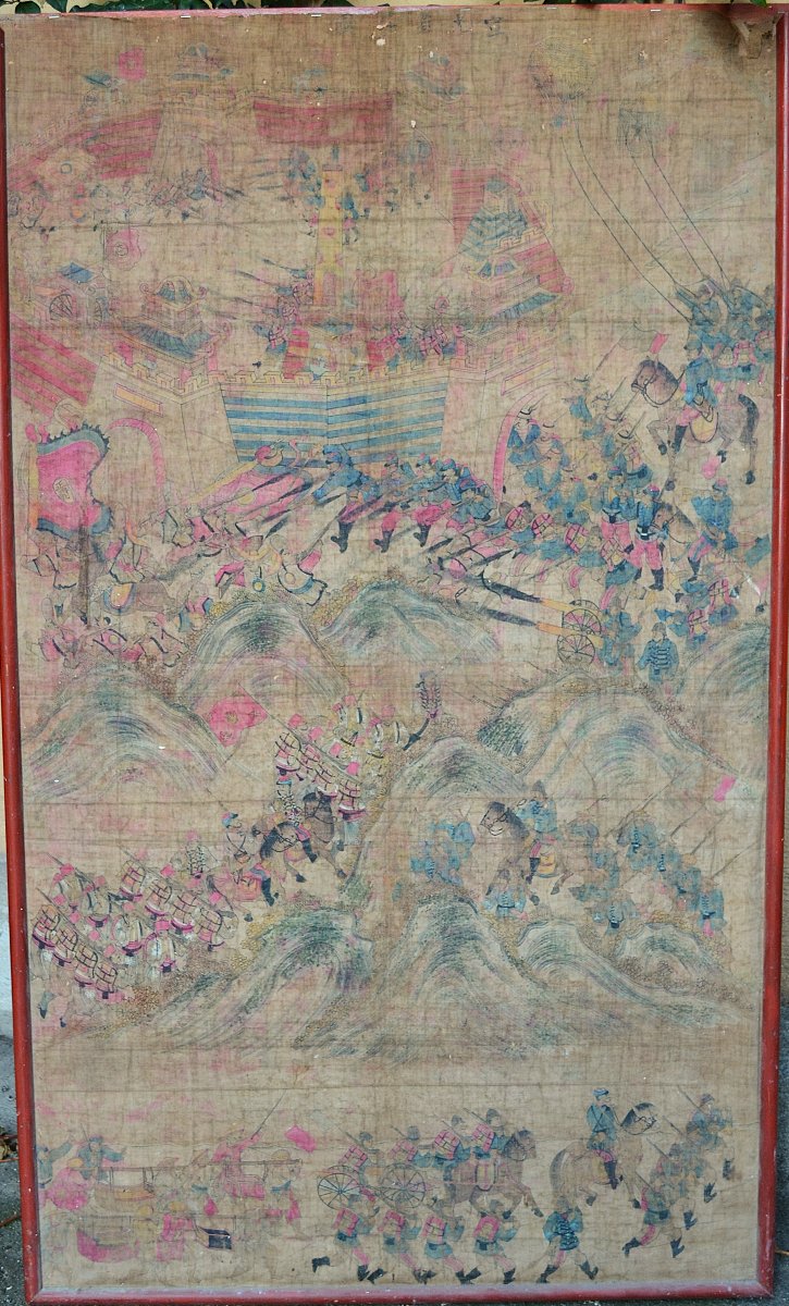  Painting On Silk. Franco-chinese War. Qing Dynasty China. -photo-7