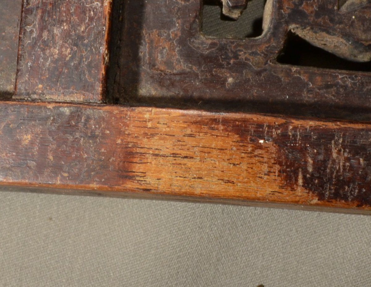 Dossier de fauteuil en bois laqué. Chine 18°siècle.-photo-4