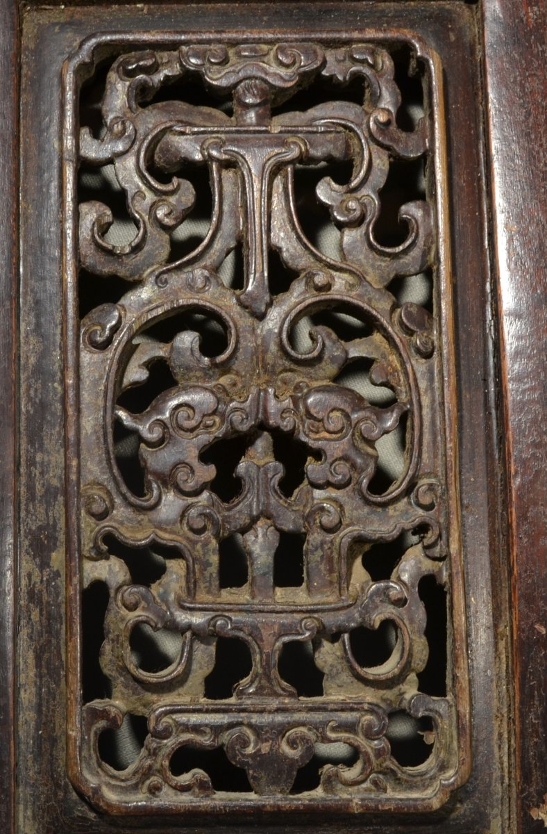 Dossier de fauteuil en bois laqué. Chine 18°siècle.-photo-5