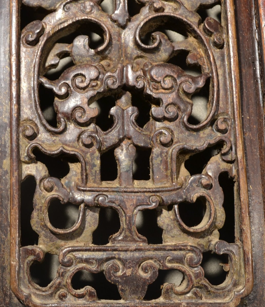 Dossier de fauteuil en bois laqué. Chine 18°siècle.-photo-8