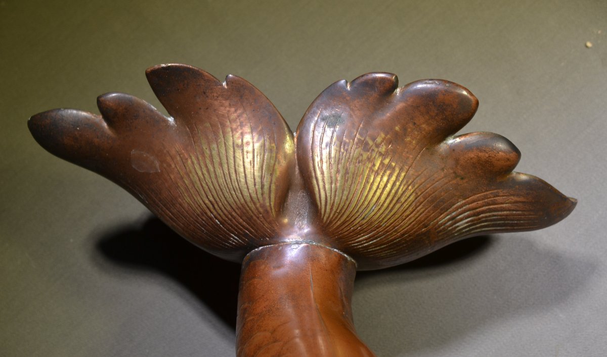 Dauphin-Fontaine en cuivre repoussé et bronze. France fin 19°siècle. -photo-3