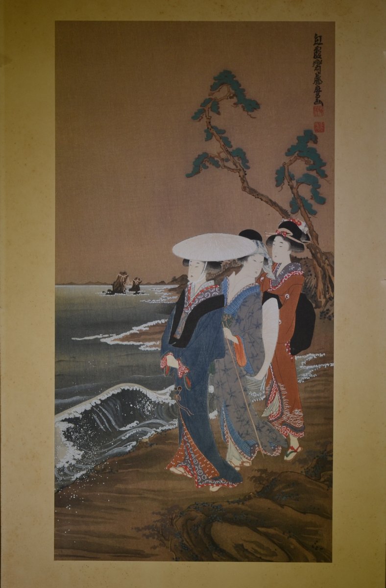 Japanese Woodblock Print "the Rock Of The Spouses". Meiji Period. -photo-2