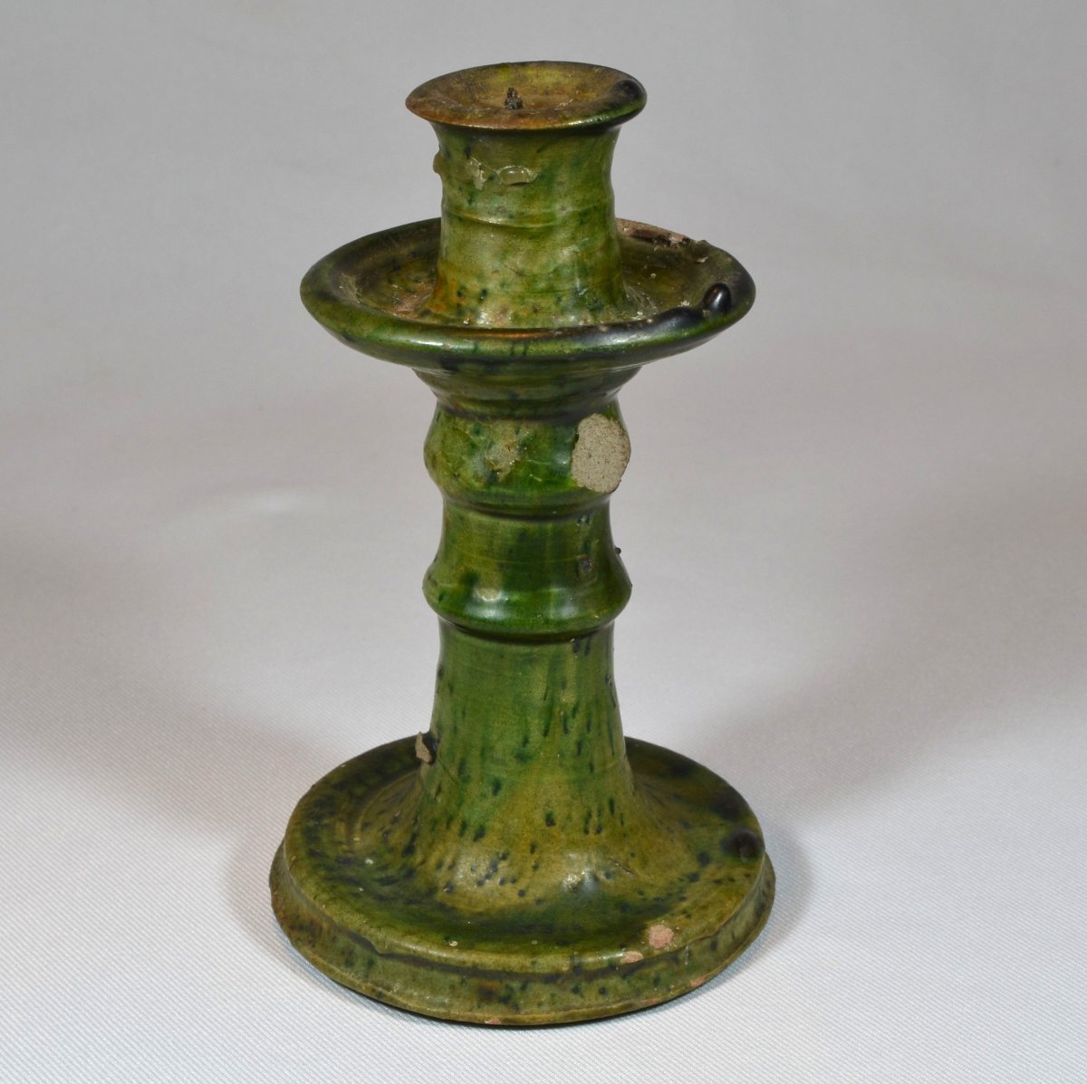 Green Glazed Terracotta Candlestick. China, Tang Dynasty, 8th Century. -photo-1