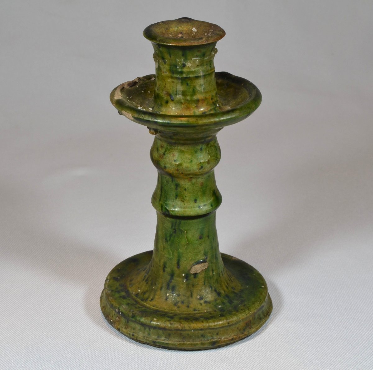 Green Glazed Terracotta Candlestick. China, Tang Dynasty, 8th Century. -photo-2